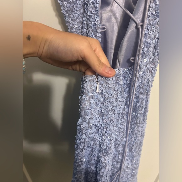 Primavera Couture Open Tie Back Sequin Mini Dress - Picture 9 of 11